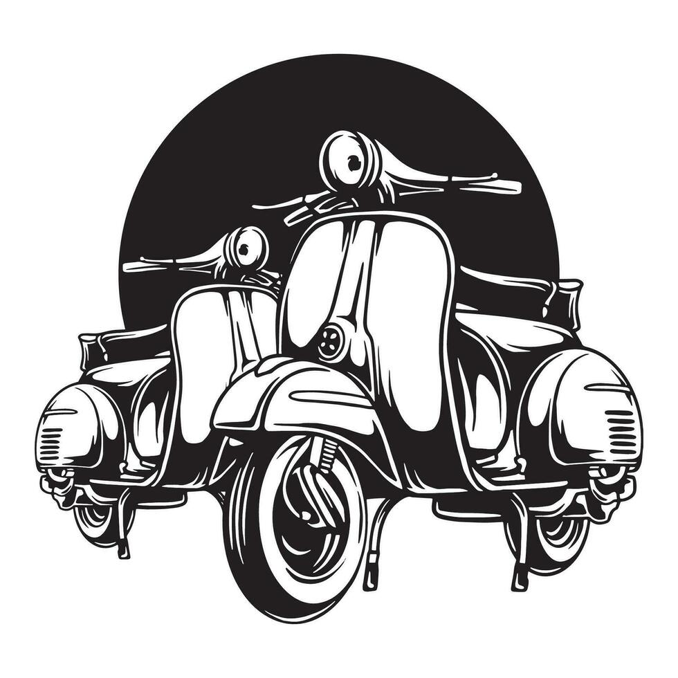 Vintage old scooter vector art