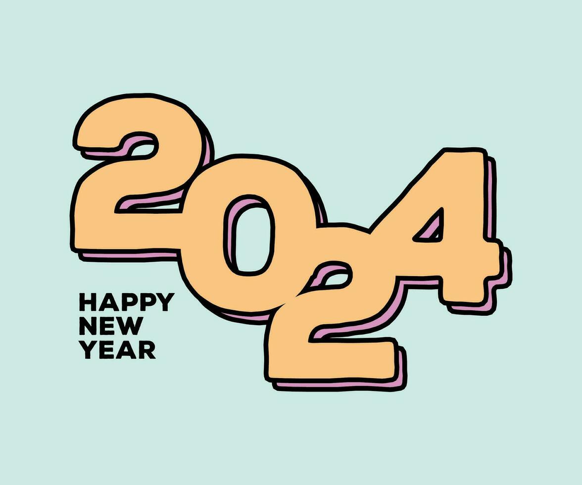 2024 tipografía logo diseño concepto. contento nuevo año 2024 logo diseño vector