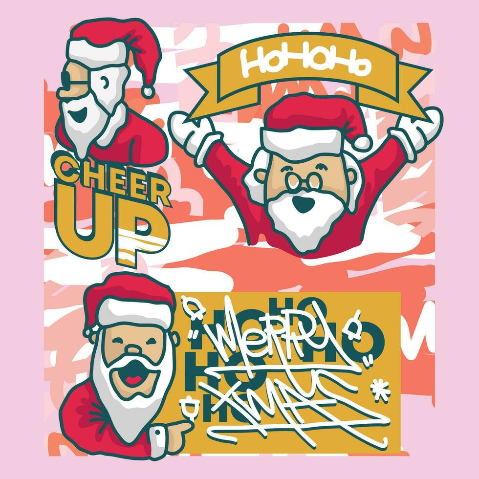 Santa Claus sticker with different pose vector