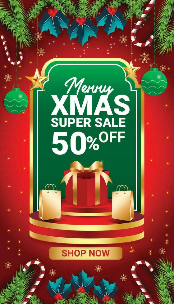 CHRISTMAS BACKGROUND SALE BANNER FLYER SOCIAL MEDIA DISCOUNT DECEMBER END YEAR TEMPLATE 4 vector