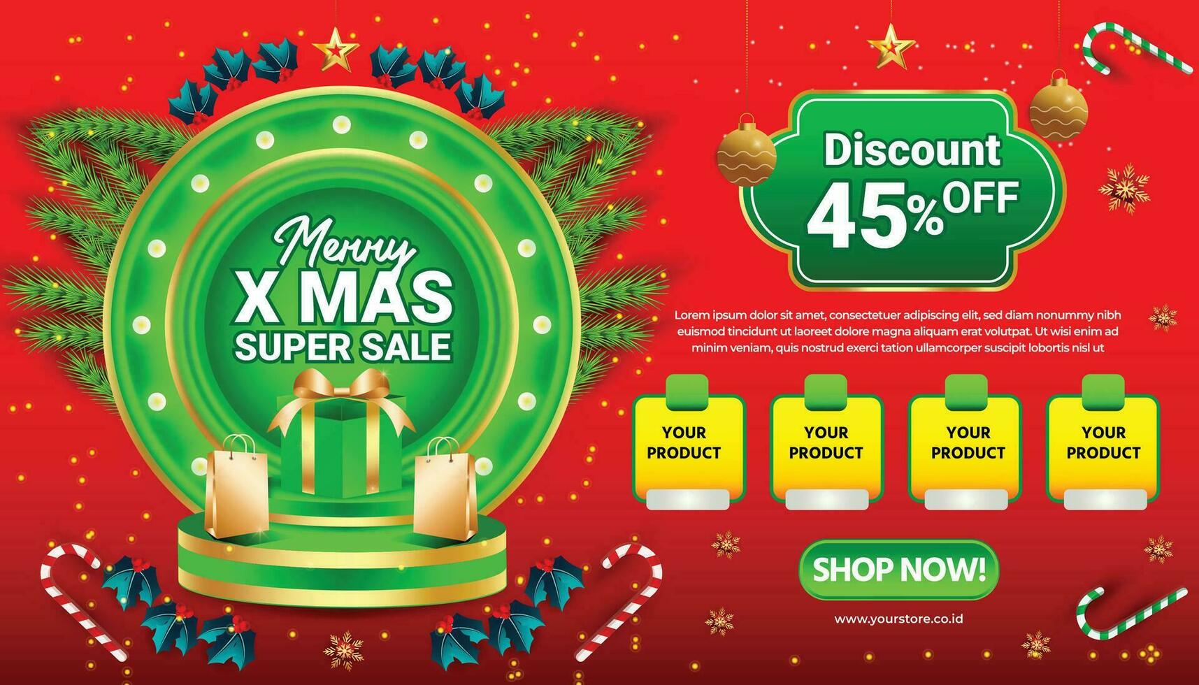 CHRISTMAS BACKGROUND SALE BANNER FLYER SOCIAL MEDIA DISCOUNT DECEMBER END YEAR TEMPLATE 5 vector