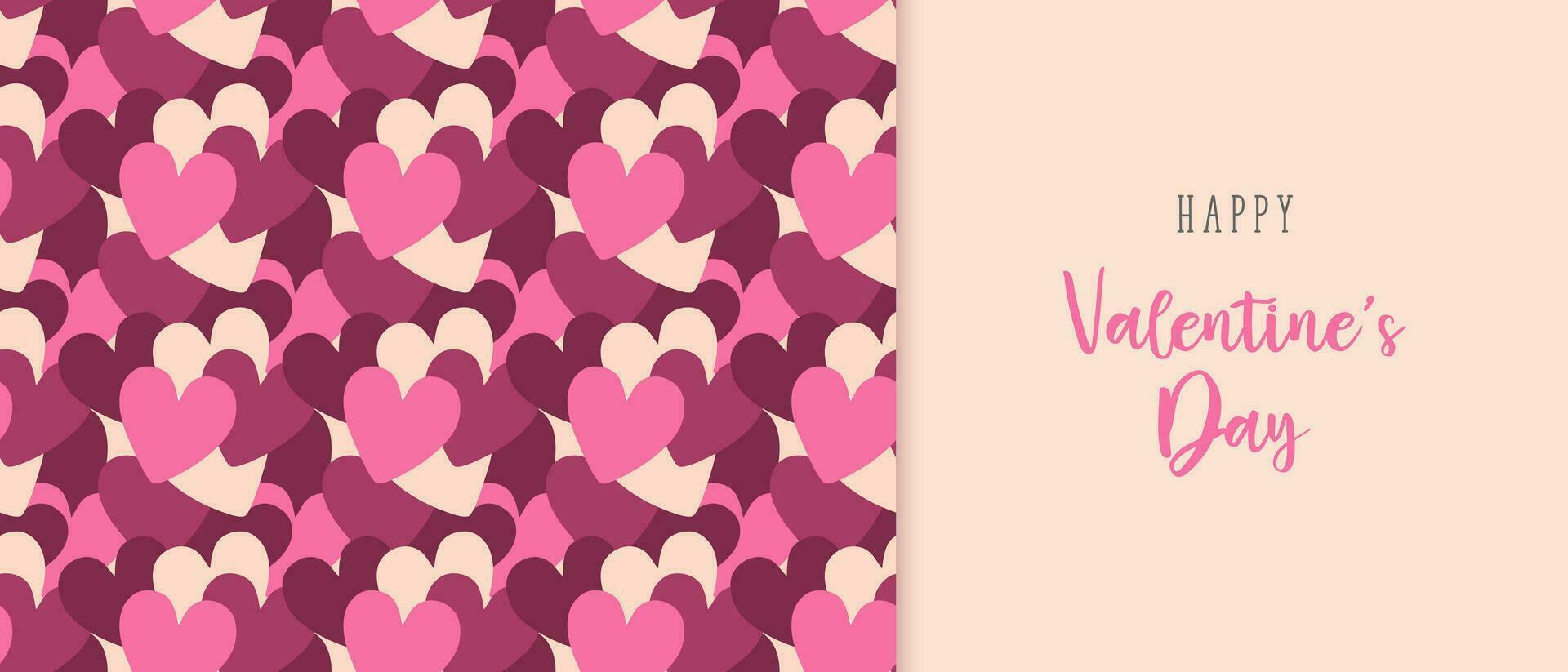Happy Valentines Day banner pattern with hearts. Decor for Valentines Day, weddings. vector