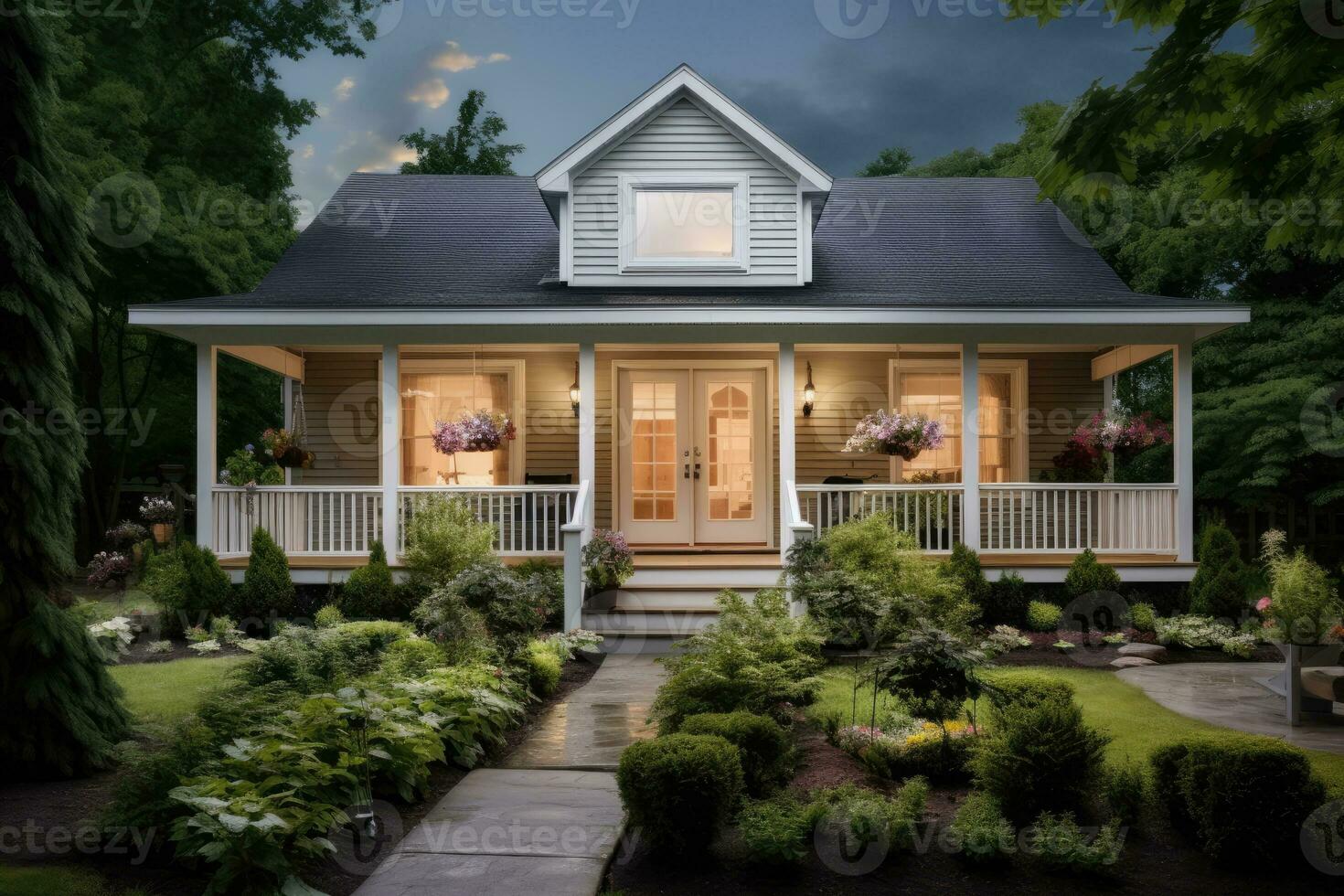 AI generated Preparing home to sell. country type house. front view. real estate. luxury house photo