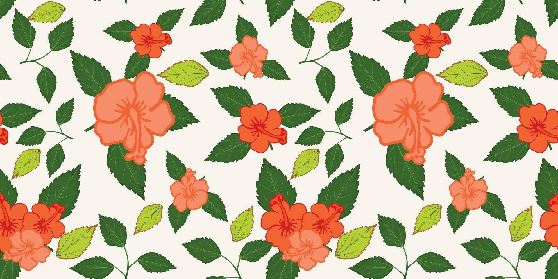 HIBISCUS ROSE VECTOR, FLORAL SEAMLESS PATTERN vector