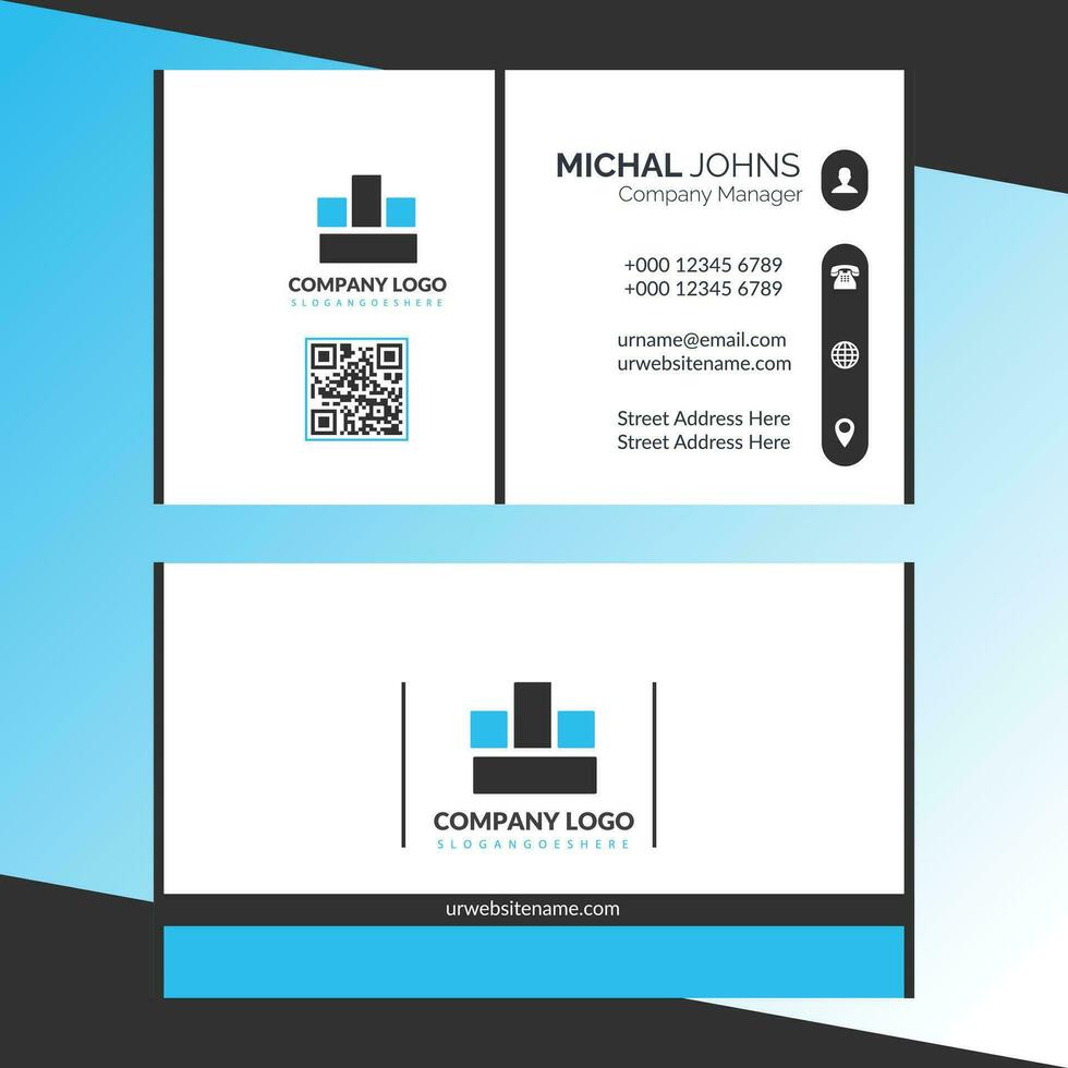 Modern and professional business card design with QR code corporate business card vector