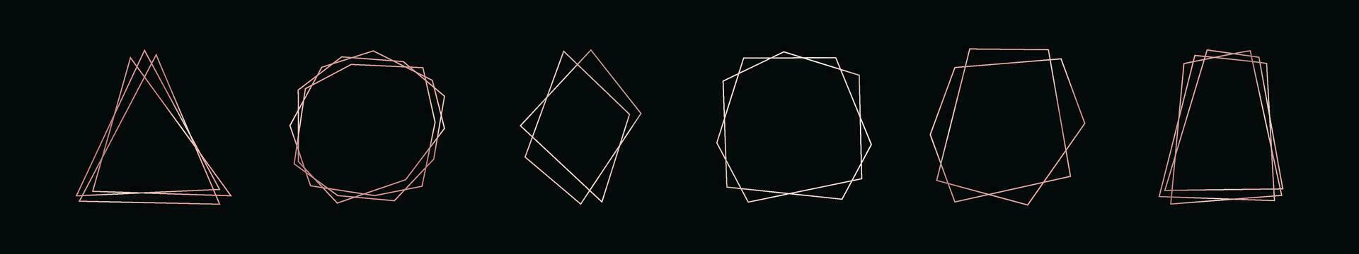 Rose gold geometric polygonal frame vector