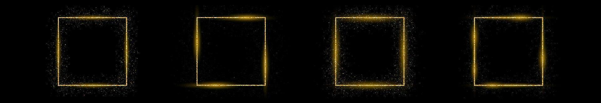 Golden square frame with glitter vector