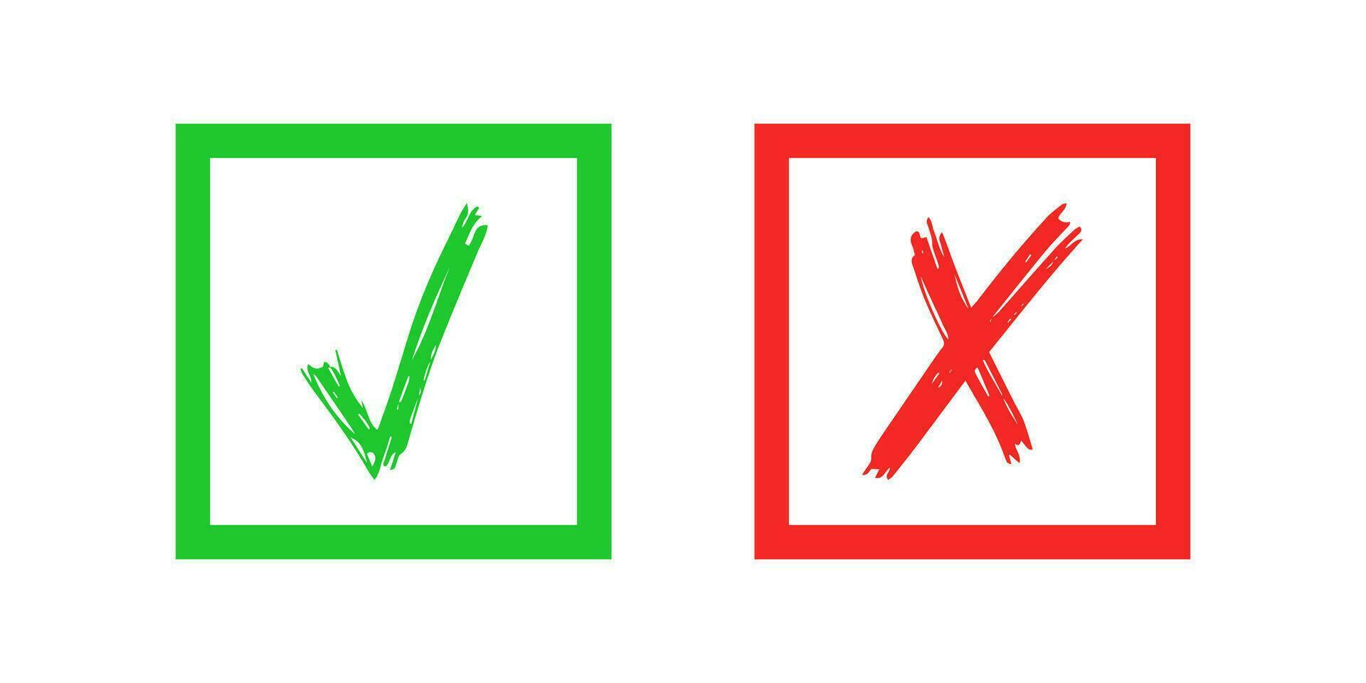 Hand drawn check and cross sign elements vector