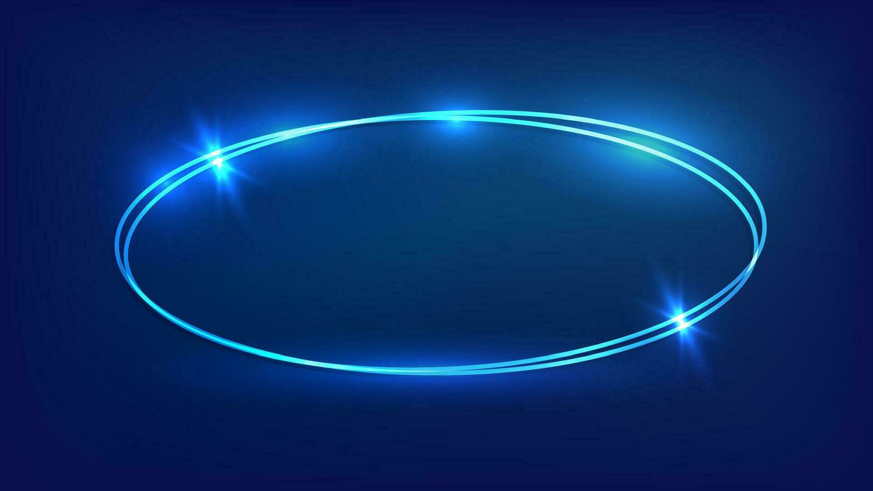 Neon double frame with shining effects vector