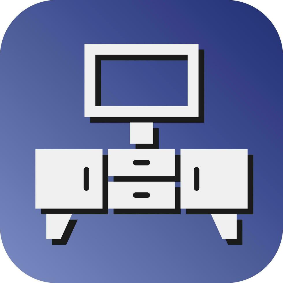 TV Table Vector Glyph Gradient Background Icon For Personal And Commercial Use.
