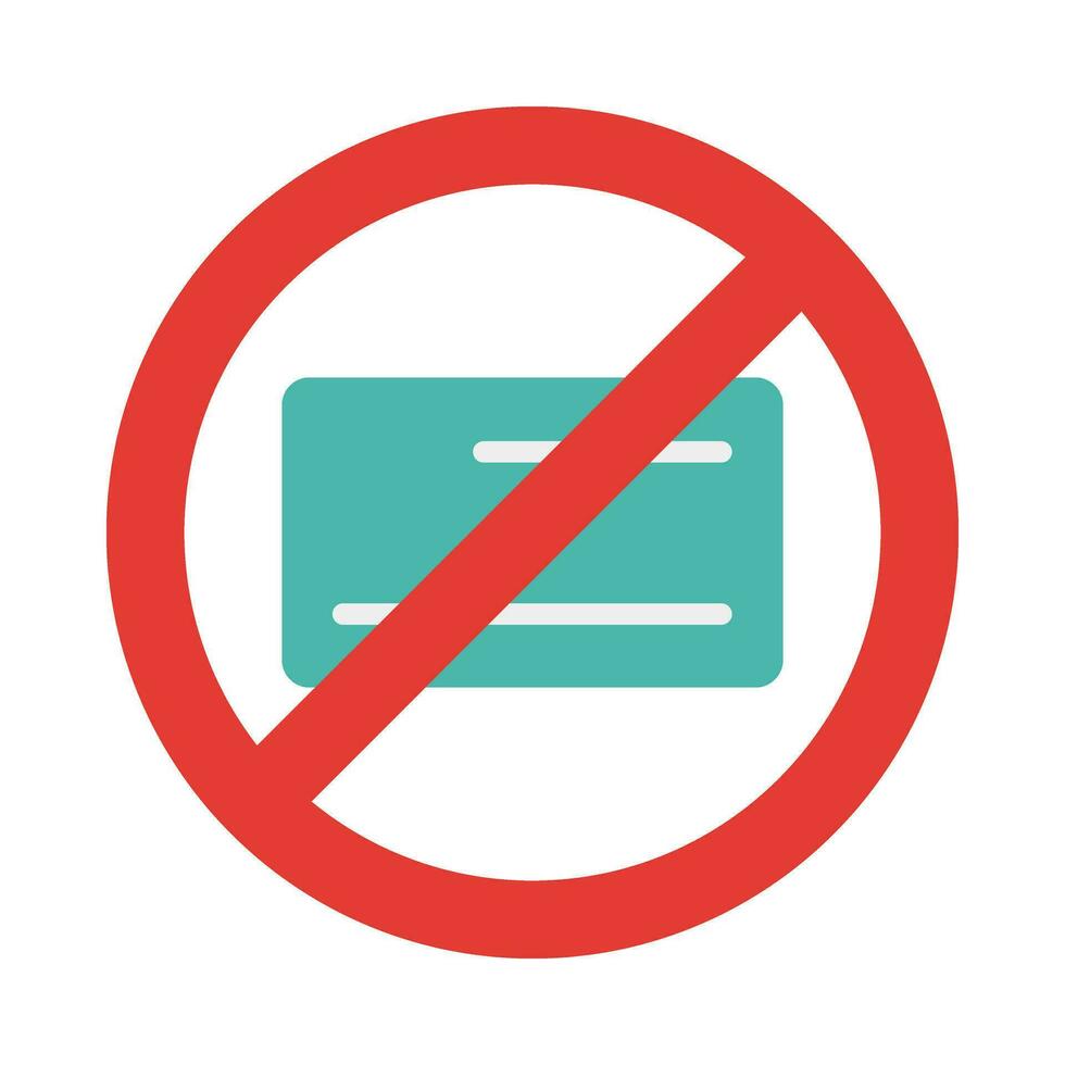 No Credit Card Vector Flat Icon For Personal And Commercial Use.