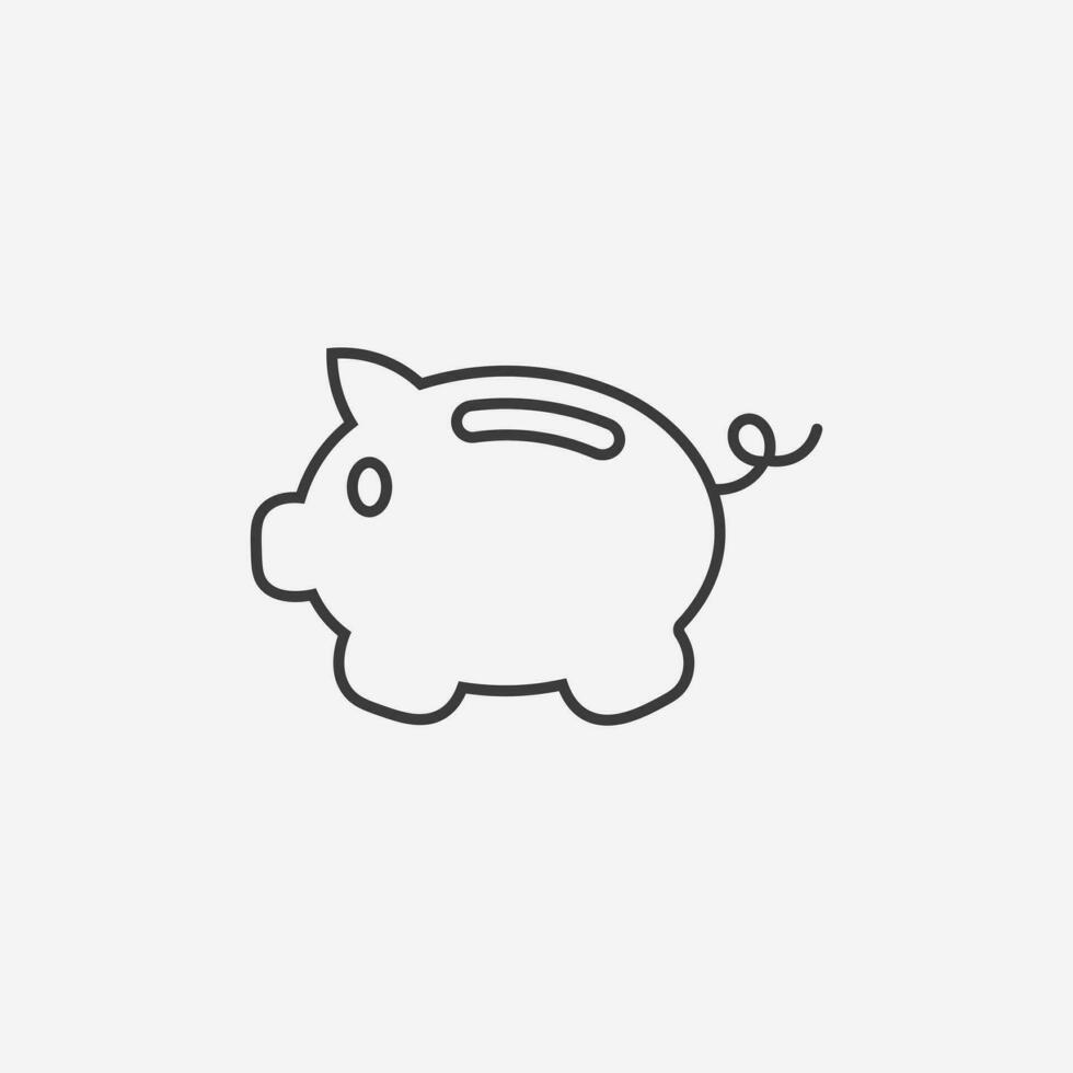 cerdito banco icono vector. ahorros, presupuesto, deuda, dinero, Finanzas símbolo vector