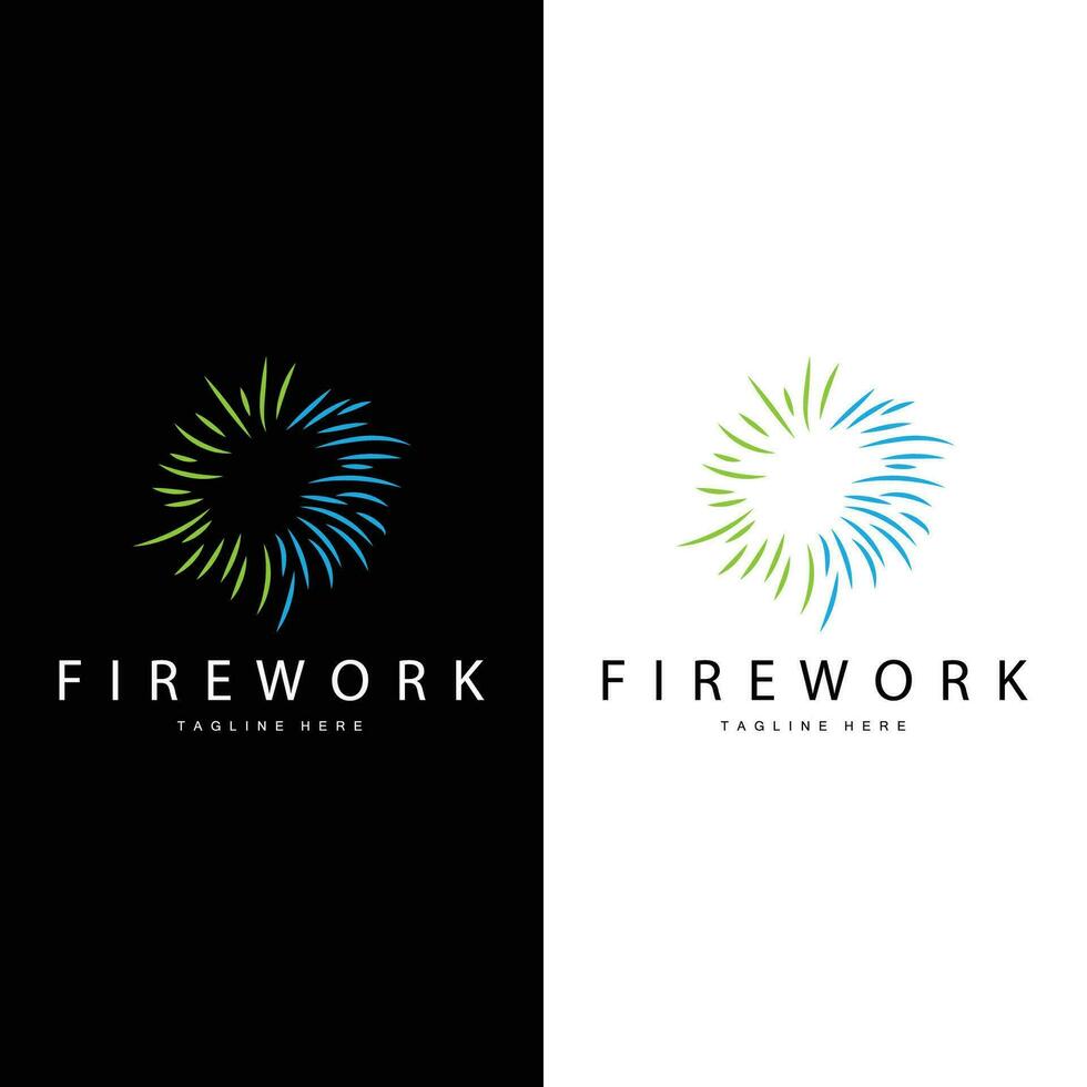 Firework Logo, Simple Line Model Design New Year Celebration Day Illustration, Template Vector