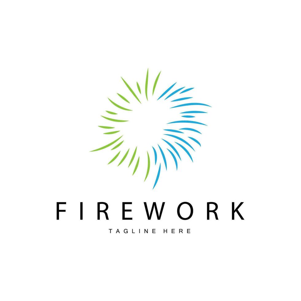 Firework Logo, Simple Line Model Design New Year Celebration Day Illustration, Template Vector