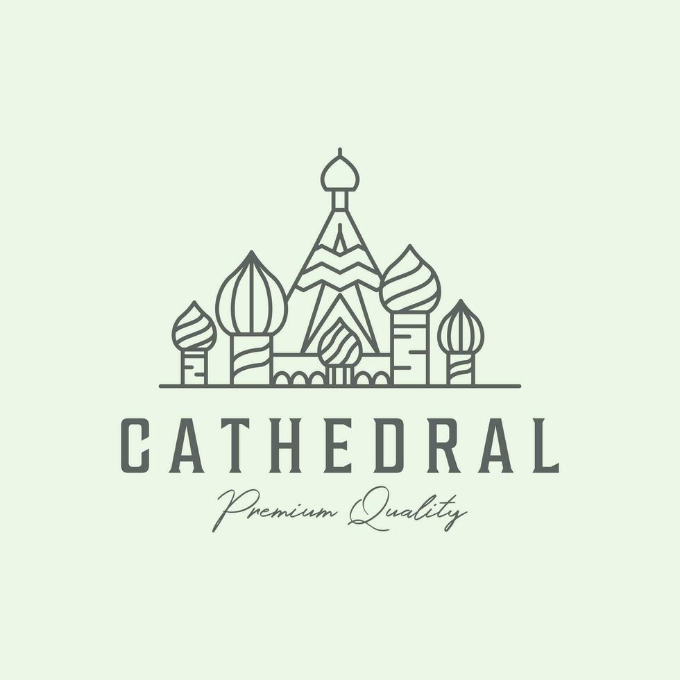 cathedral building minimalist logo line art icon illustration design from moscow russia vector