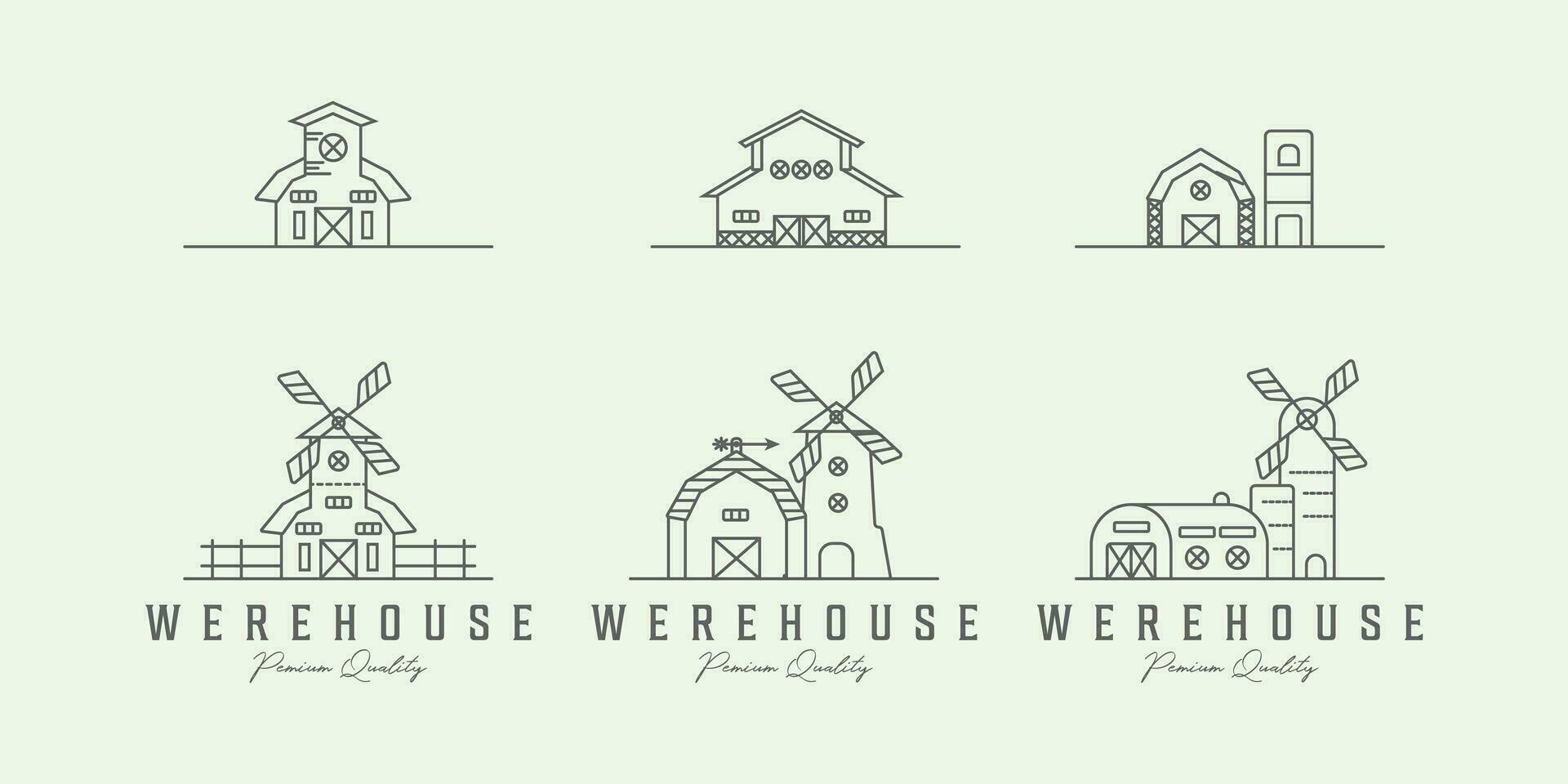 set were house vintage icon logo minimalist line art illustration design from role vector