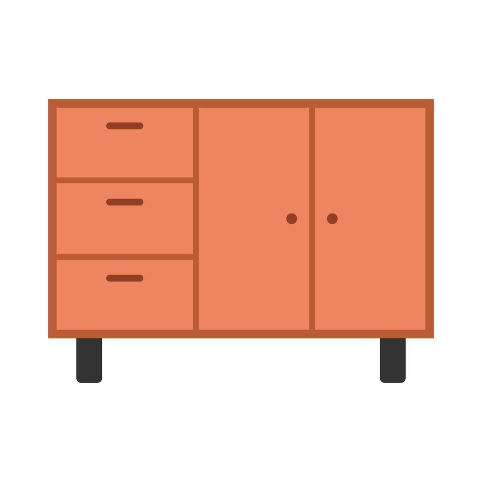 Wooden television cabinet flat illustration vector