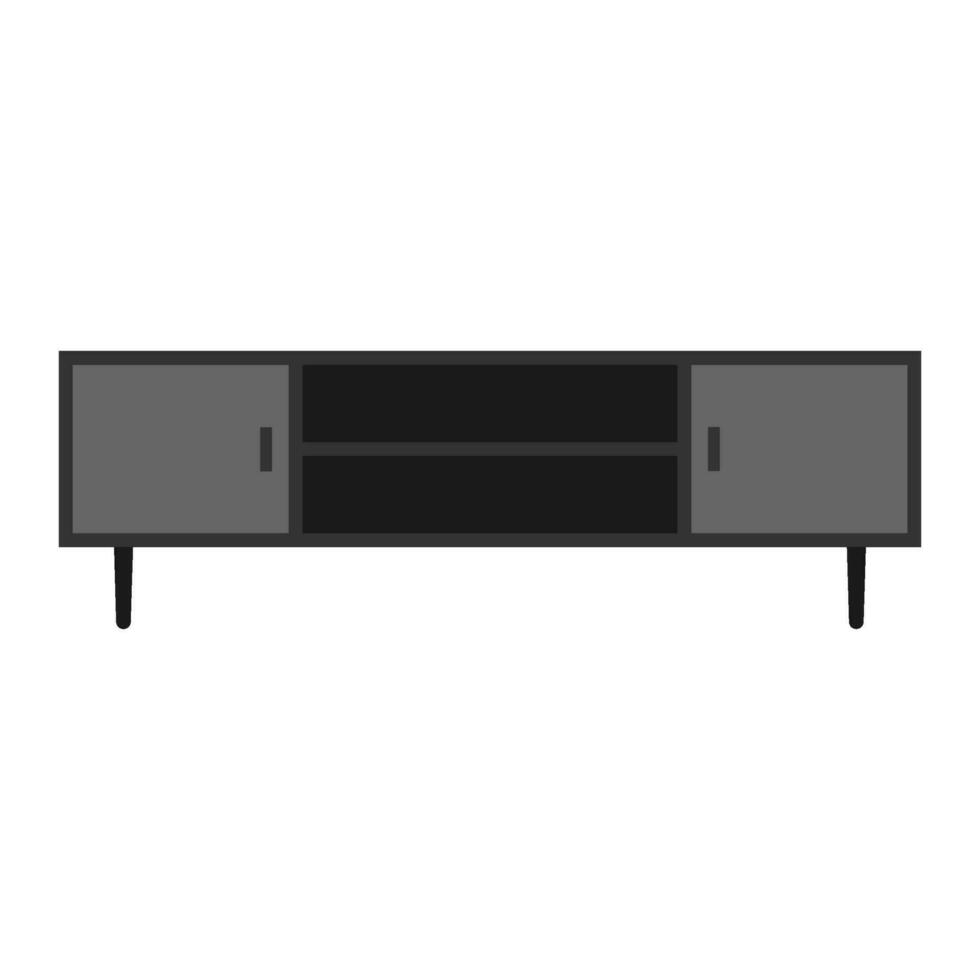 Wooden television cabinet flat illustration vector