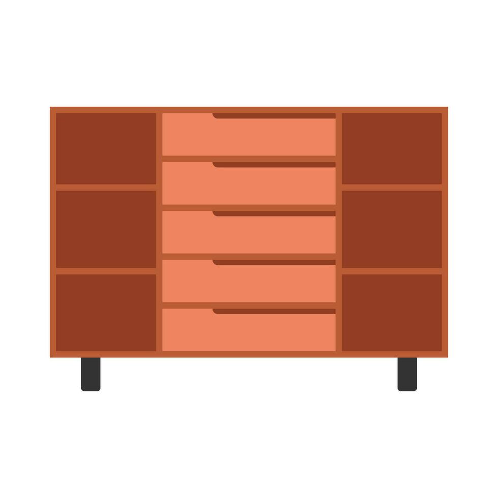 Wooden television cabinet flat illustration vector