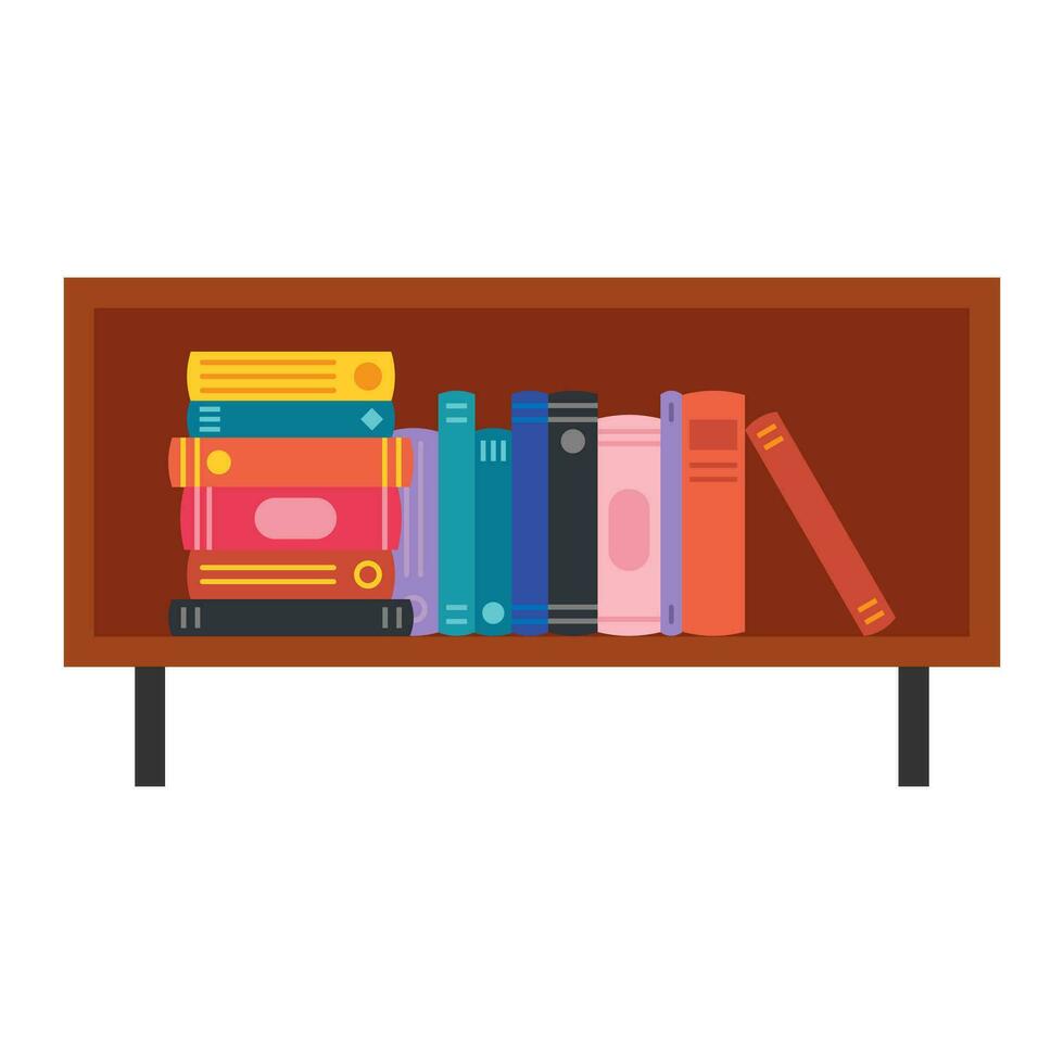 estante lleno de libros plano ilustración vector