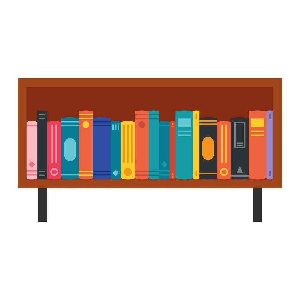 estante lleno de libros plano ilustración vector