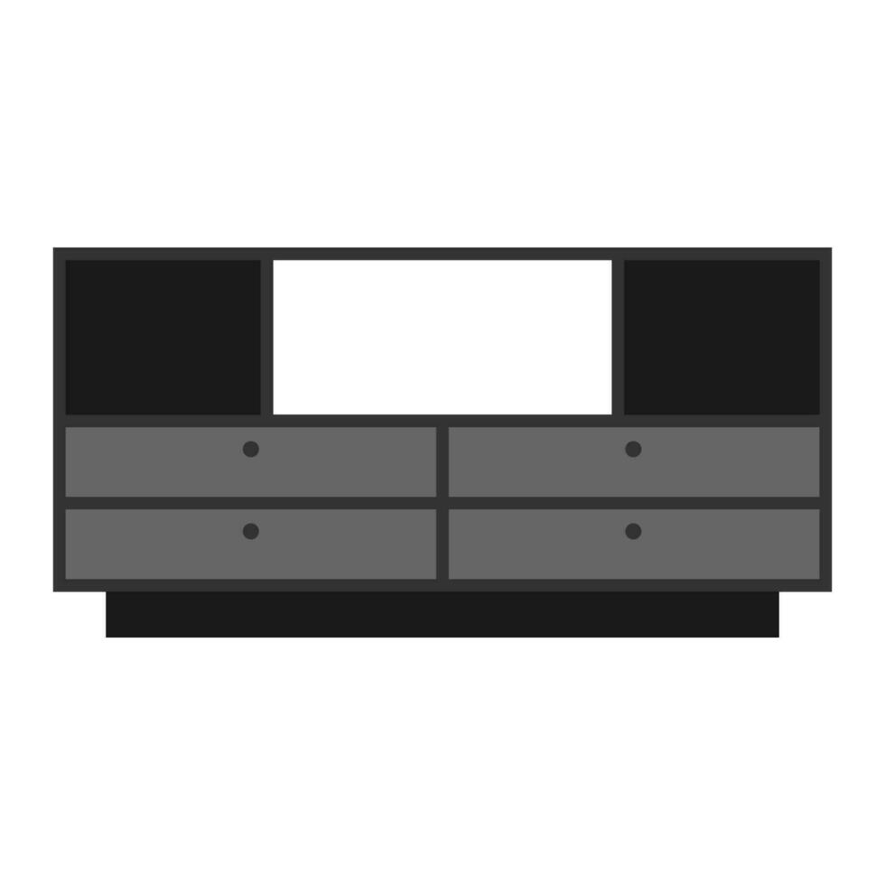 Wooden television cabinet flat illustration vector