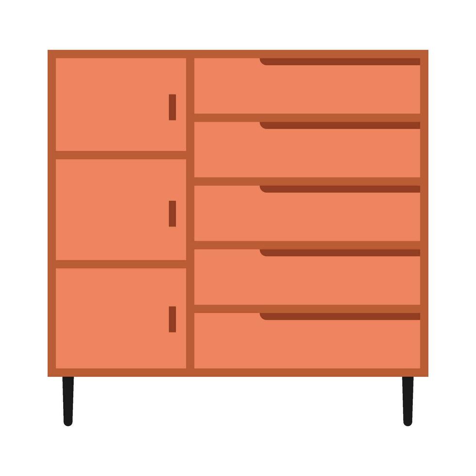 Wooden television cabinet flat illustration vector