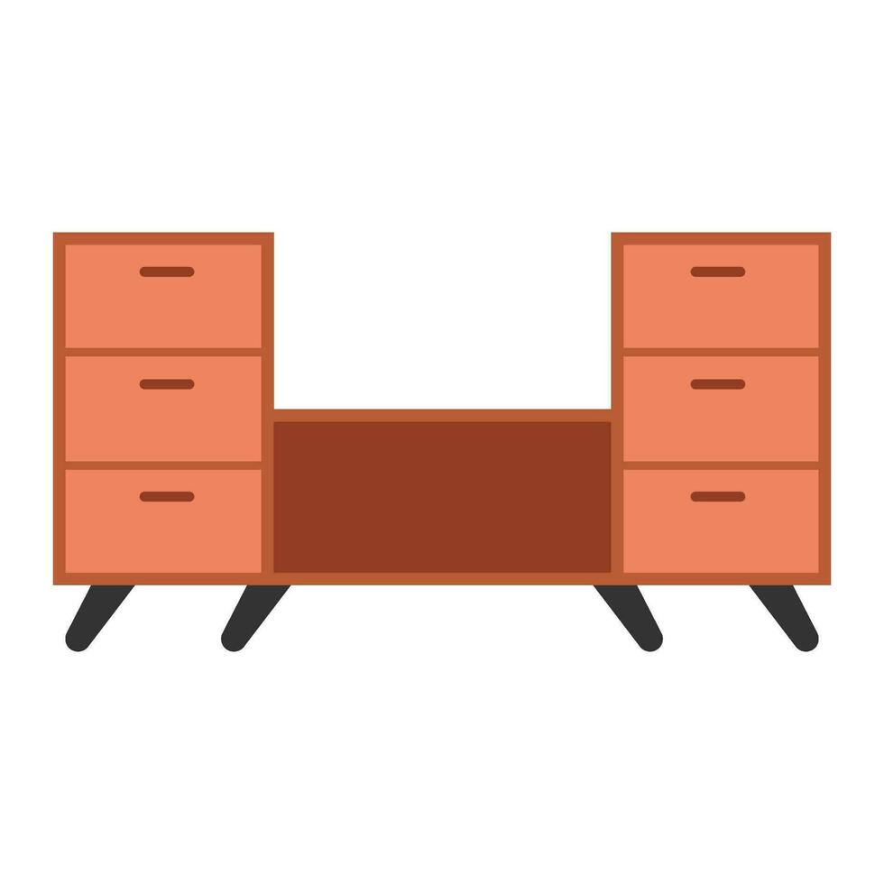 Wooden television cabinet flat illustration vector