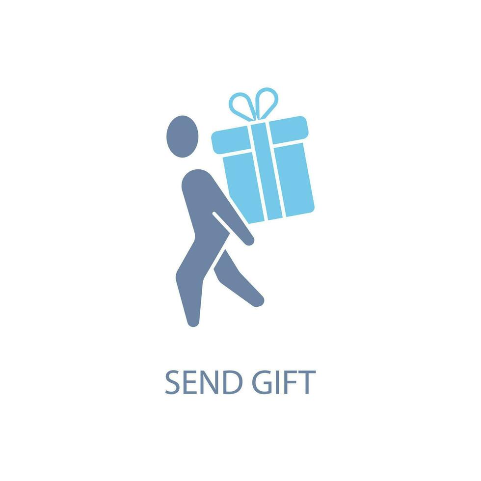 send gift concept line icon. Simple element illustration. send gift concept outline symbol design. vector