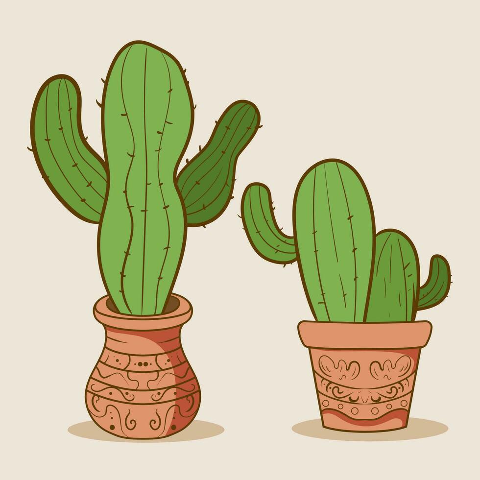 planta habitación verde cactus. linda verde cactus en flor ollas departamento, dibujos animados estilo. vector ilustración blanco antecedentes. elemento diseño.