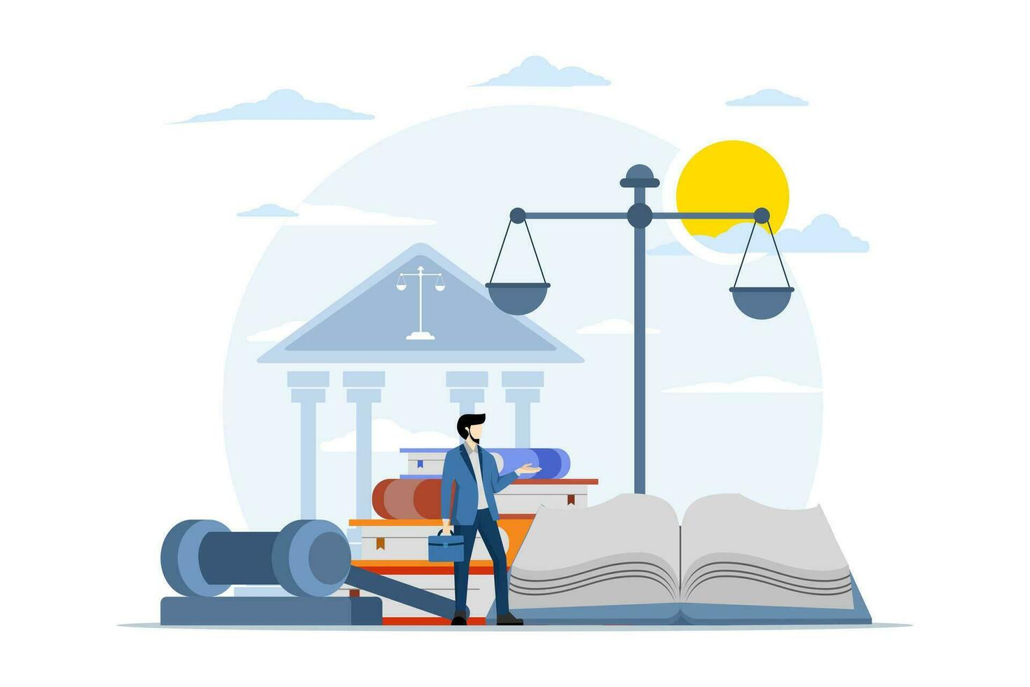 the concept of legal advice as the opinion of a professional lawyer. law firms and legal services, lawyer consultants. Government legal consulting services. flat vector illustration on background.