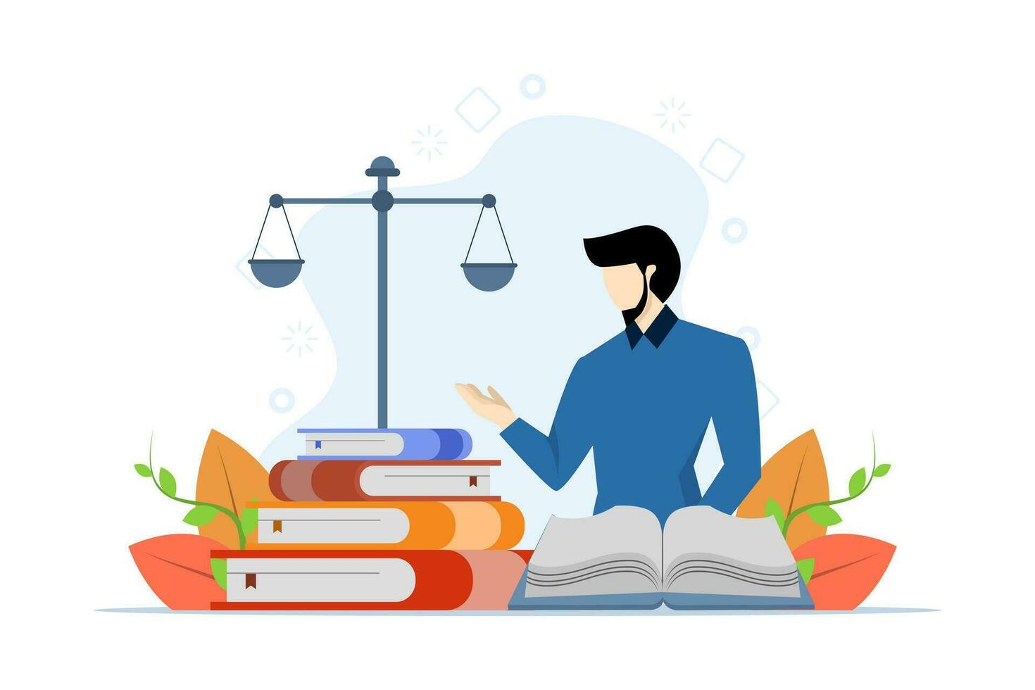 the concept of legal advice as the opinion of a professional lawyer. law firms and legal services, lawyer consultants. Government legal consulting services. flat vector illustration on background.