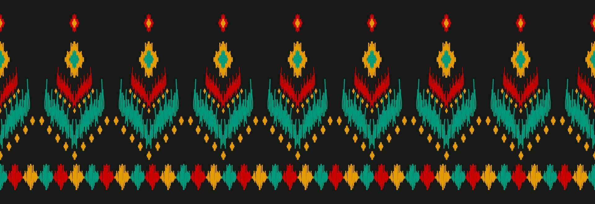 Border ethnic ikat pattern art. folk embroidery, and Mexican style. Aztec geometric ornament print. Design for background, illustration, fabric, clothing, textile, print, batik. vector