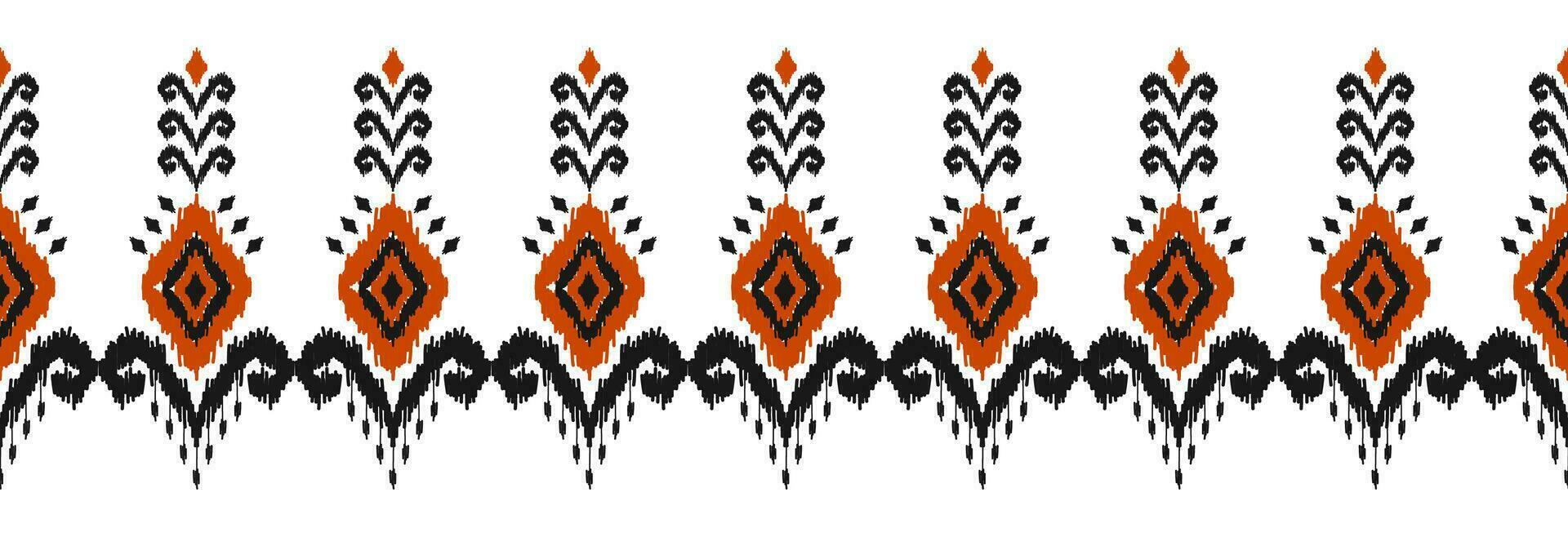 Border ethnic ikat pattern art. folk embroidery, and Mexican style. Aztec geometric ornament print. Design for background, illustration, fabric, clothing, textile, print, batik. vector