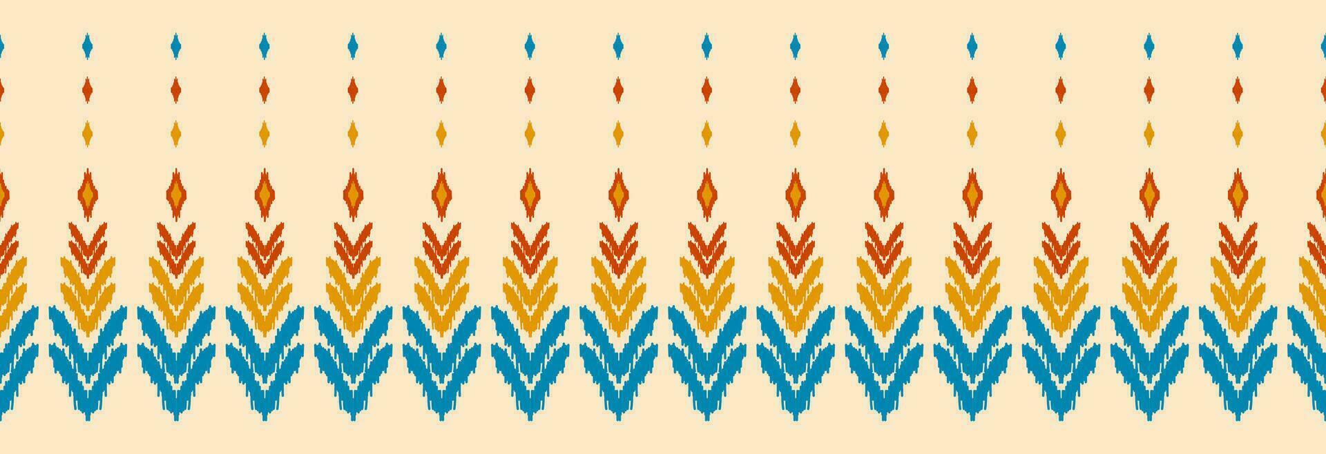 Border ethnic ikat pattern art. folk embroidery, and Mexican style. Aztec geometric ornament print. Design for background, illustration, fabric, clothing, textile, print, batik. vector