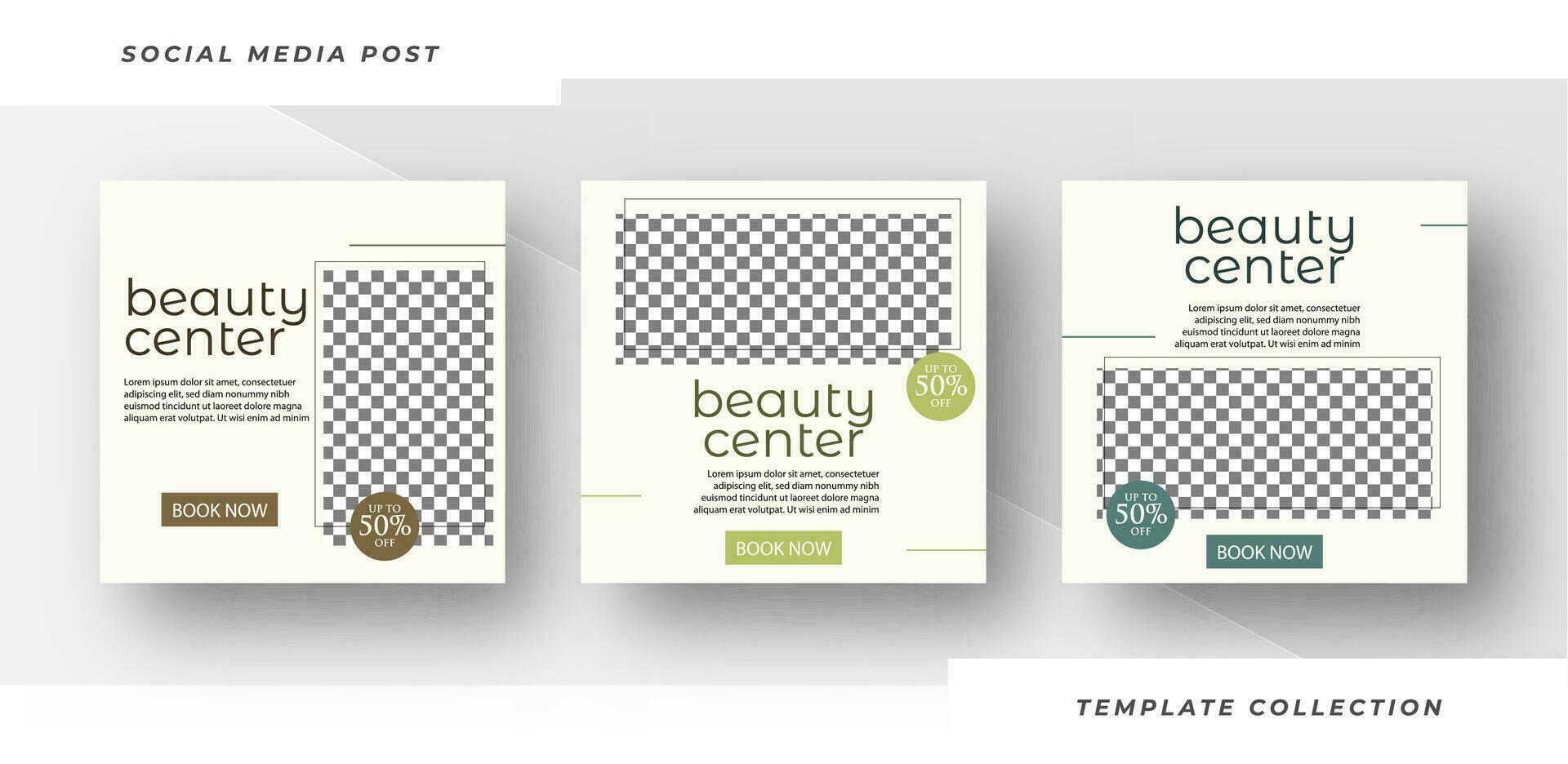 Beauty center skincare Makeup Salon square banner collection Square Flyer Template Design. Pro Vector