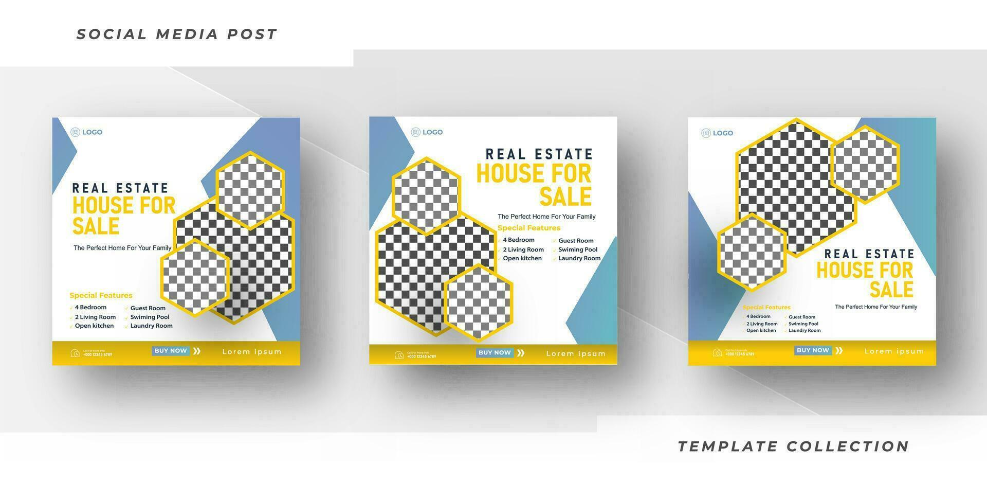 House for sale Real Estate Media Social Posting Template, Editable Posting Template Social Media Banner. vector