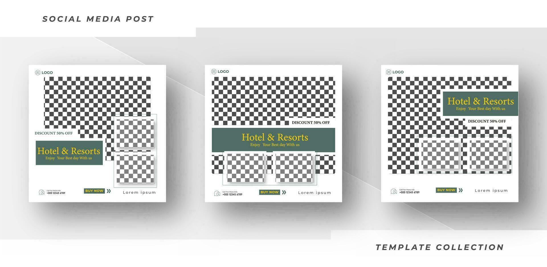 Hotel and resort for sale Social Media Post template design banner vector