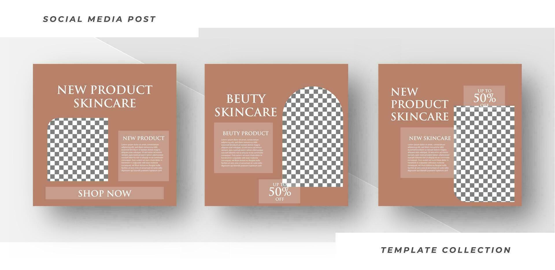 Natural skincare Makeup Salon square banner beauty and spa skincare collection Square Flyer Template Design. Pro Vector