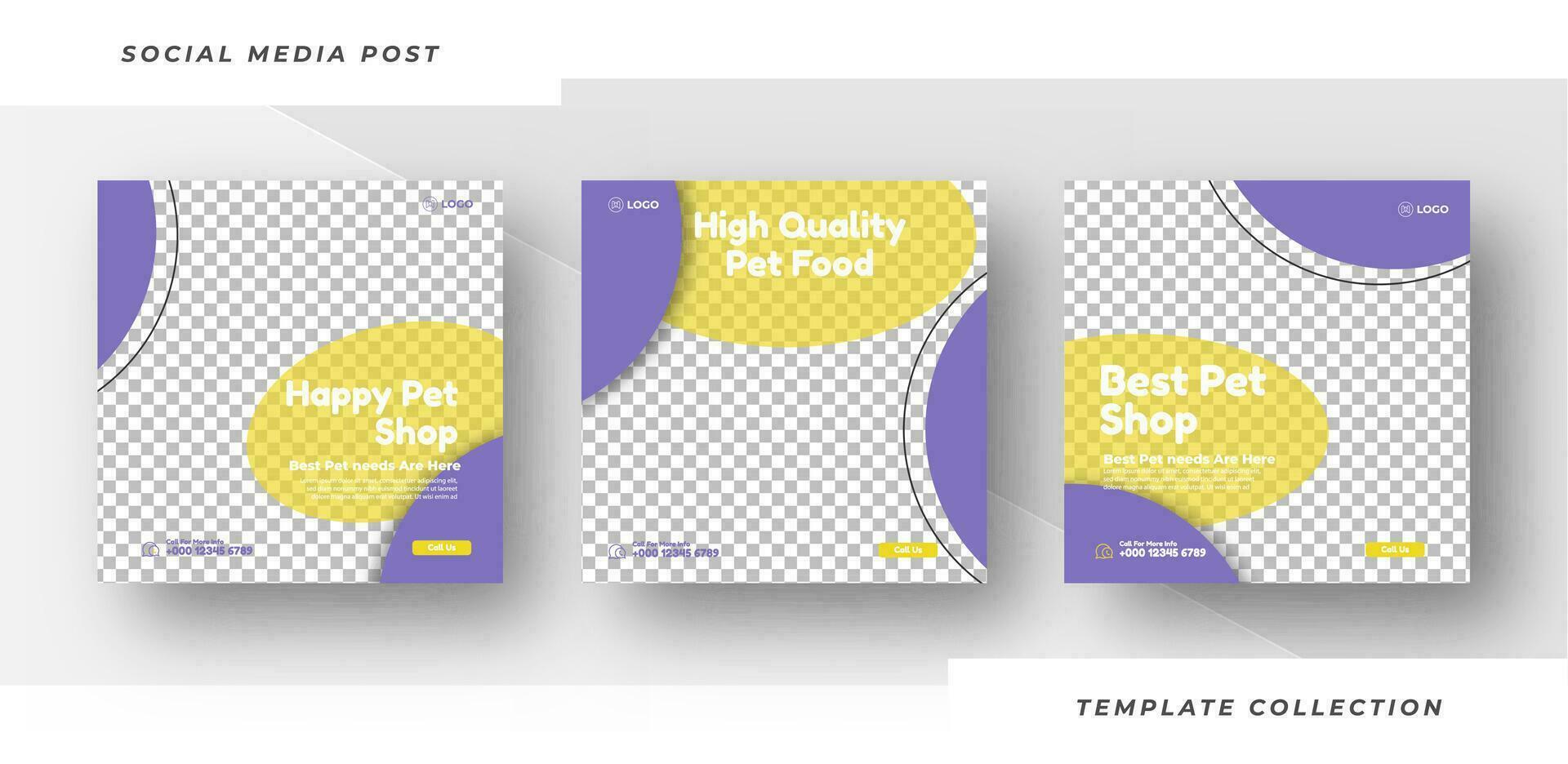 Pet food shop banner for social media post template. Pro Vector