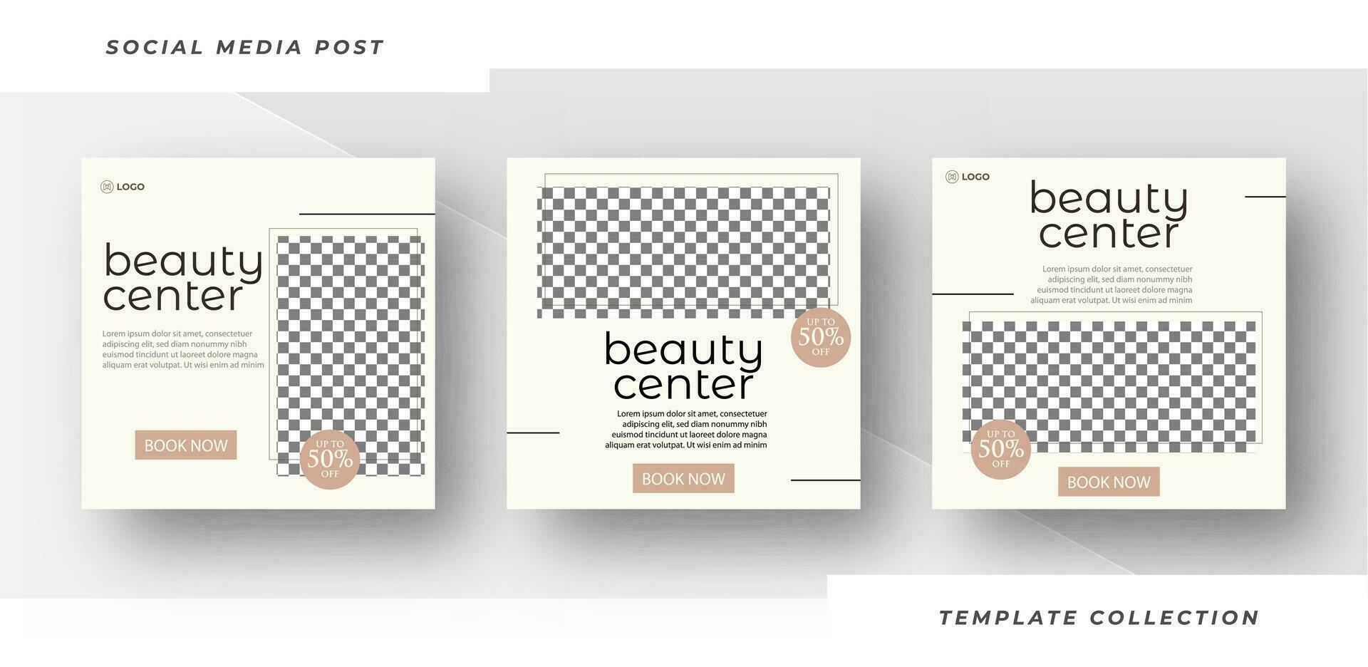 Beauty center skincare Makeup Salon square banner collection Square Flyer Template Design. Pro Vector