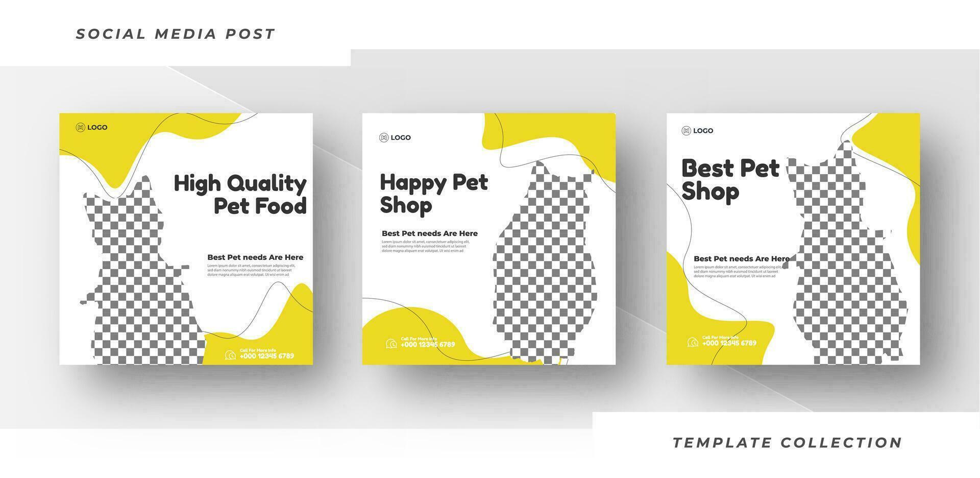 Pet food shop banner for social media post template. Pro Vector