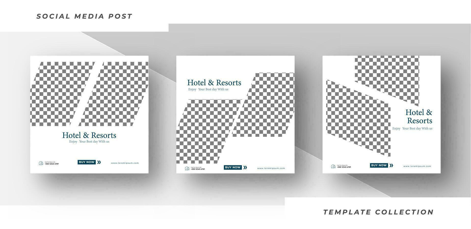 hotel y resorts real inmuebles medios de comunicación social destino plantilla, editable destino modelo social medios de comunicación bandera. Pro vector