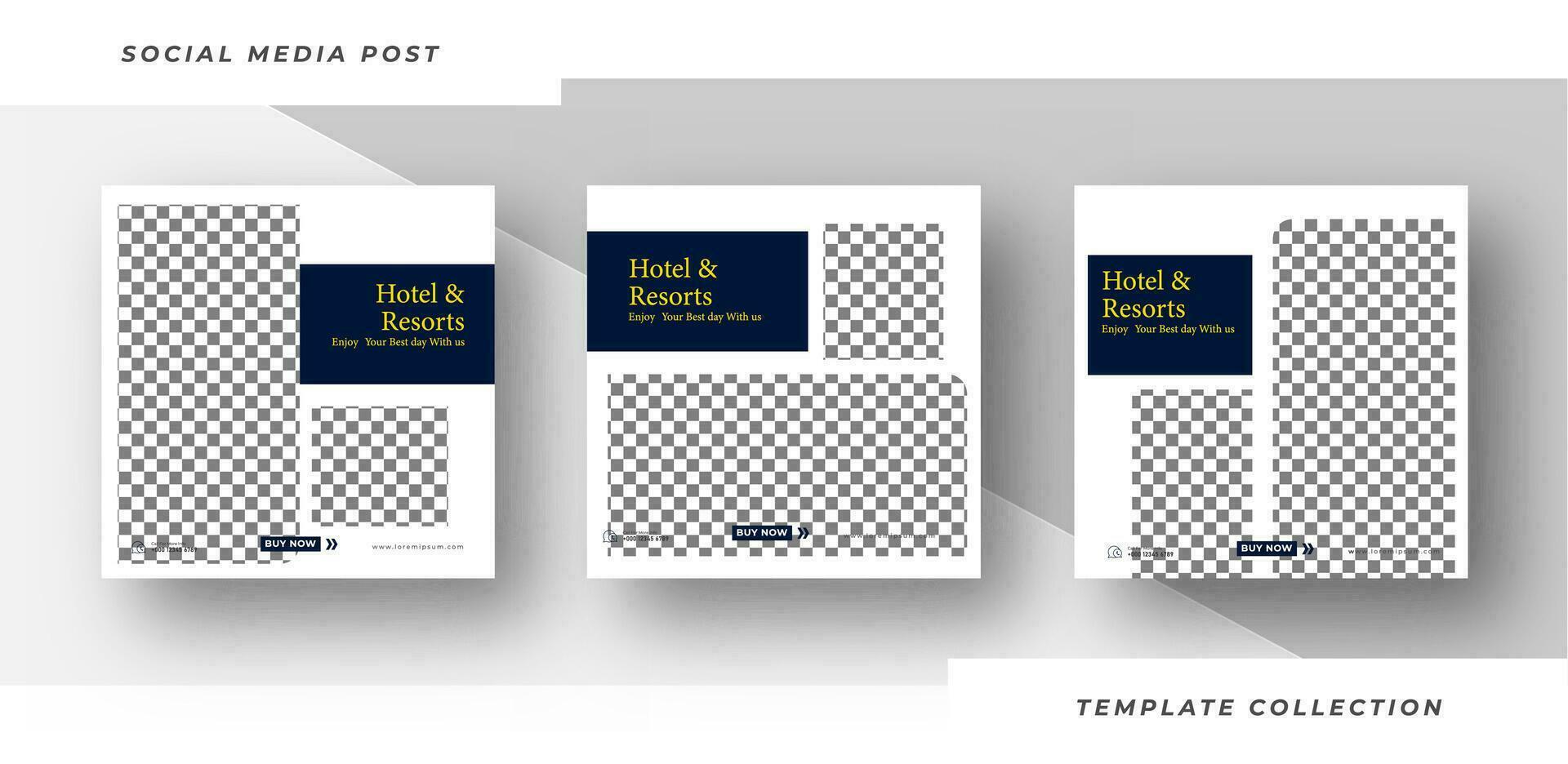 Hotel and resorts Real Estate Media Social Posting Template, Editable Posting Template Social Media Banner. Pro Vector