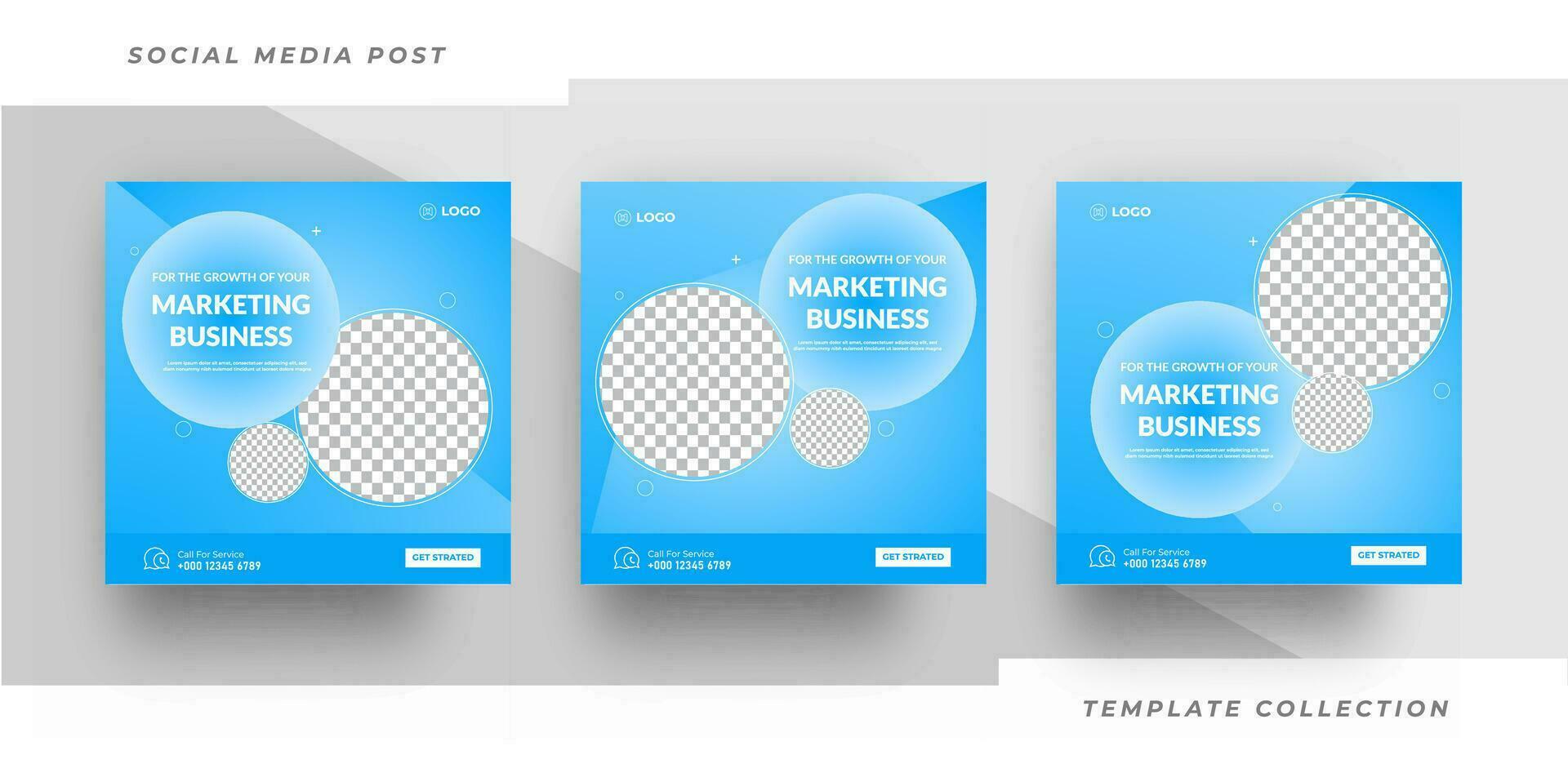 Marketing business Online Webinar Social Media Post Set , Corporate Business Promotion Banner, Square Flyer Design Template vector