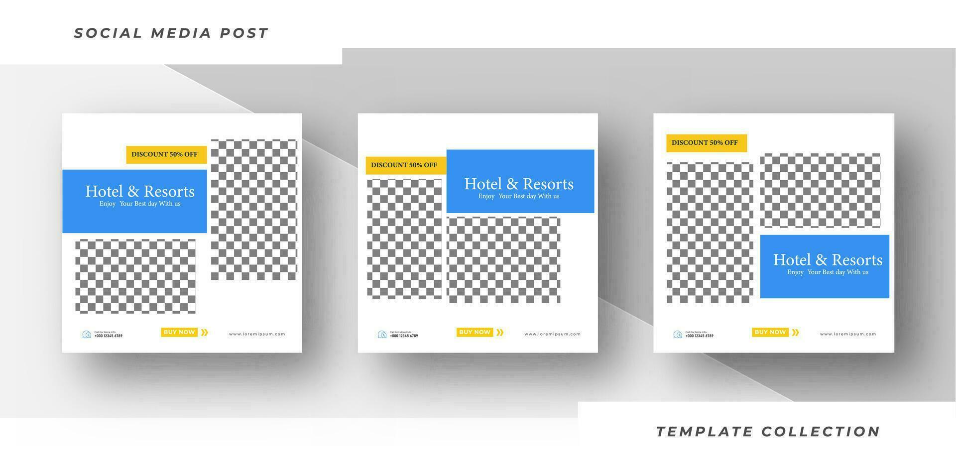 hotel y resorts real inmuebles medios de comunicación social destino plantilla, editable destino modelo social medios de comunicación bandera. Pro vector