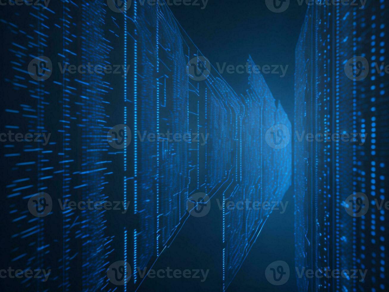AI generated Blue digital binary data on computer screen background. binary code background . abstract blue background photo