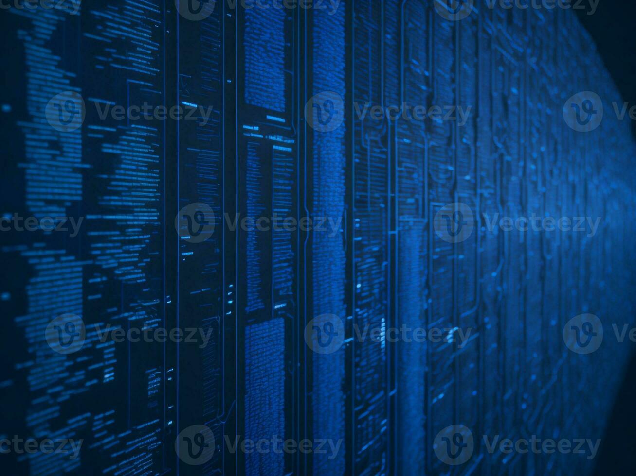 AI generated Blue digital binary data on computer screen background. binary code background . abstract blue background photo
