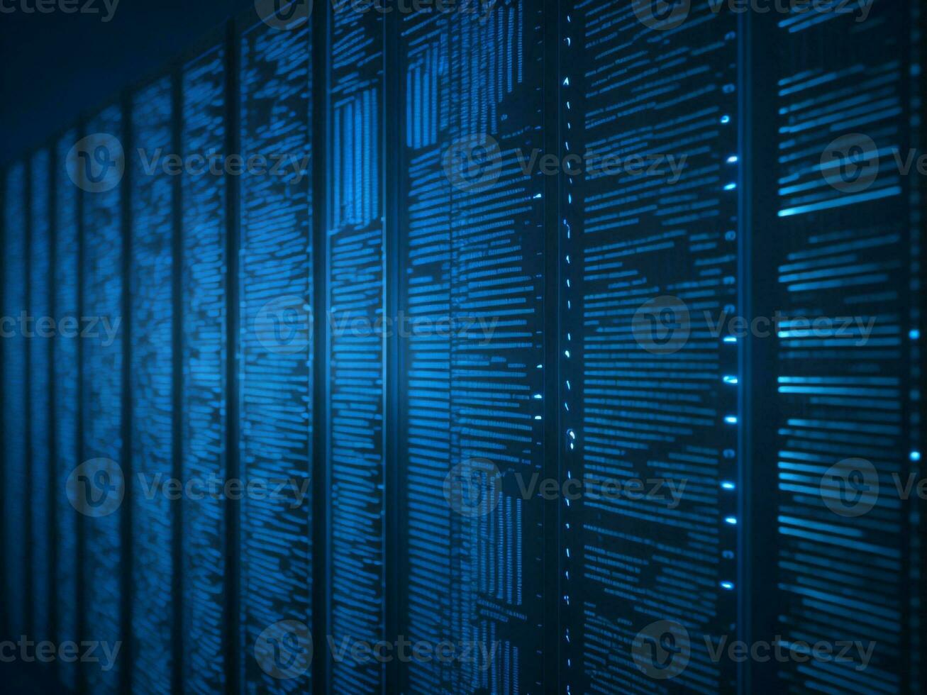 AI generated Blue digital binary data on computer screen background. binary code background . abstract blue background photo