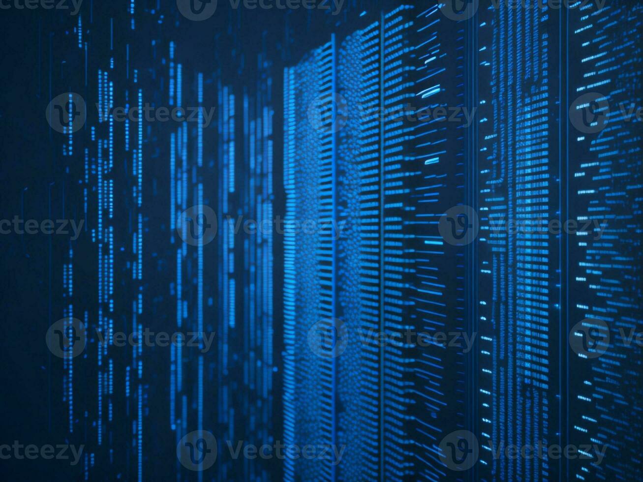 AI generated Blue digital binary data on computer screen background. binary code background . abstract blue background photo